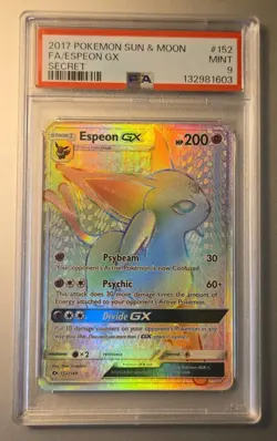 ESPEON GX 2017 POKEMON SUN & MOON SECRET RARE MINT 152/149 PSA 9 - Image 1