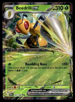 Beedrill ex 003/086 Double Rare ME04: Chaos Rising Pokemon Near Mint - Image 1