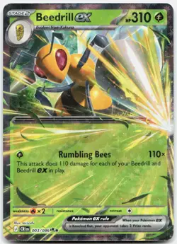BEEDRILL EX 003/086 DOUBLE RARE ME04: CHAOS RISING POKEMON NM/M - Image 1