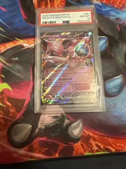 2025 POKEMON DESTINED RIVALS EN #81 ROCKET’s MEWTWO ex PSA 10 GEM MINT - Image 1