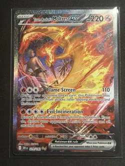 Pokemon Team Rocket's Moltres ex 229/182 SV10 SIR Full Art Holo 220 HP EN - Image 1