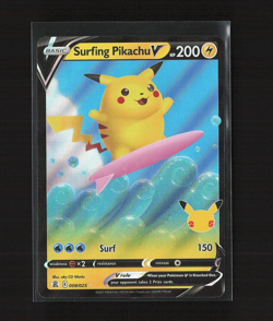 2021 Pokemon Surfing Pikachu V 008/025 Celebrations Holo - Image 1