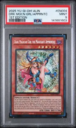 YuGiOh Dark Magician Girl the Magician's Apprentice (PSA 9) ALIN-EN004 1st Ed - Image 1