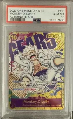 2023 One Piece OP05-119 Monkey D Luffy Alt Art PSA 10 English Alternate Gear 5 - Image 1