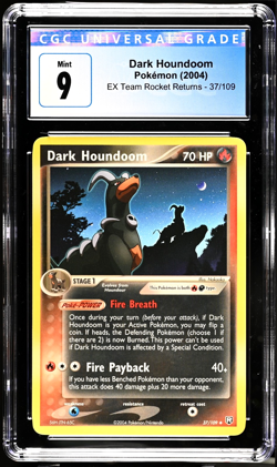 CGC 9 Mint | Pokemon EX Team Rocket Returns Dark Houndoom Non-Holo 37/109 Card - Image 1