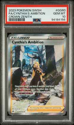 PSA 10 Gem Mint | Pokemon Crown Zenith Cynthia's Ambition Alt Art GG60/GG70 Card - Image 1