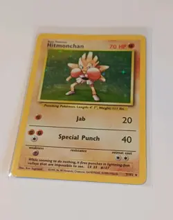 Pokemon TCG Hitmonchan Holo Rare Card Base Set 7/102 MP - Image 1