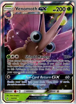 Venomoth GX 12/214 SM - Unbroken Bonds - Pokemon Card - NM - Image 1