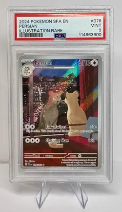 2024 POKEMON SFA EN-SHROUDED FABLE ILLUSTRATION RARE #078 PERSIAN PSA 9 - Image 1