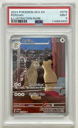 2024 POKEMON SFA EN-SHROUDED FABLE ILLUSTRATION RARE #078 PERSIAN PSA 9 - Image 3