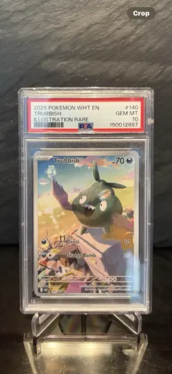 Pokemon 2025 Trubbish 140/086 Illustration Rare White Flare GEM MINT PSA 10 - Image 1