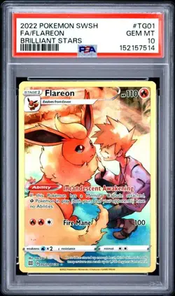 Pokemon Flareon Brilliant Stars Trainer Gallery Full Art #TG01 PSA 10 Gem Mint - Image 1