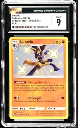 CGC 9 Mint | Pokemon English Hidden Fates Lucario Shiny Vault Holo SV22/SV94 - Image 1