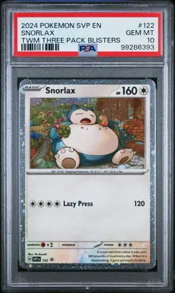 2024 Pokemon SVP EN Snorlax Black Star Promo #122 PSA 10 GEM MT SWIRLS - Image 1