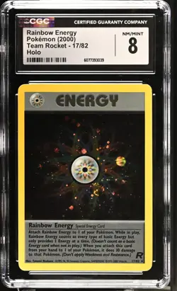 Rainbow Energy 17/82 Holo Team Rocket Pokemon CGC 8 Nm/mint - Image 1