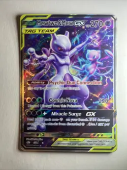 Mewtwo & Mew GX Tag Holo ART Card, Full Art, This Is NOT A Pokemon Game Card - Image 1