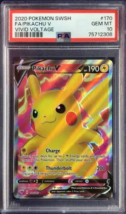 Pokemon Pikachu TCG Full Art Ultra Rare Card Vivid Voltage 044/185 PSA 10 - Image 1