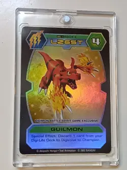2002 Digimon TCG D-Tector Card Game Promo Guilmon Holo, Comes With Toploader - Image 1
