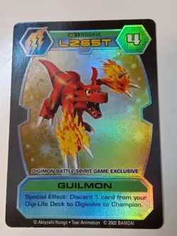 2002 Digimon TCG D-Tector Card Game Promo Guilmon Holo, Comes With Toploader - Image 2