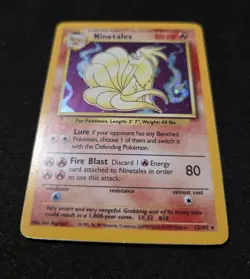 Ninetales Holo Pokemon TCG Card Base Set Rare 12/102 Vintage WOTC Shiny - Image 2