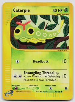 Caterpie 96/165 Expedition Base Set Reverse Holo Pokemon DMG - Image 1