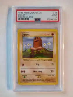 POKEMON Shadowless Base Set DIGLETT 47/102 Common PSA 9 MINT - Image 1