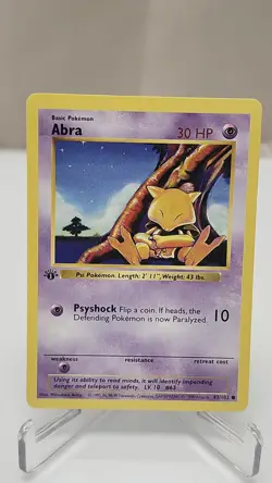 Wizards of the Coast Pokemon TCG Abra 43/102 Base Set (Shadowless) 1st Edition - Image 1