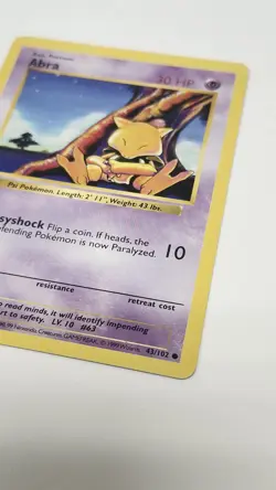 Wizards of the Coast Pokemon TCG Abra 43/102 Base Set (Shadowless) 1st Edition - Image 4