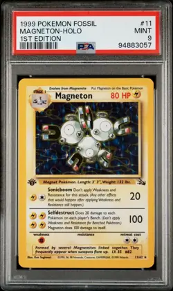1999 Pokemon Fossil Magneton #11 1st Edition PSA 9 - Image 1