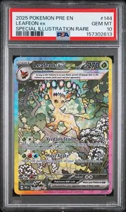Pokemon Prismatic Evolutions Leafeon EX 144/131 PSA 10 Special Illustration Rare - Image 1