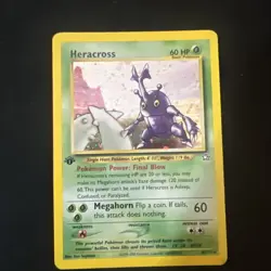Pokemon Heracross 6/111 1st Edition Holo Neo Genesis 2000 WOTC Rare MP - Image 1