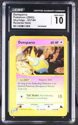 Pokemon Dunsparce 53/144 Reverse Holo Skyridge - CGC 10 - Image 1