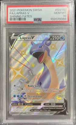 Lapras V #SV110/SV122 Shiny Holo Rare Shining Fates Pokemon 2021 PSA 10 - Image 1
