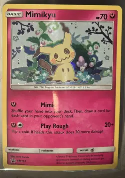Pokemon Mimikyu SM163 Cosmos Holo Team Up Blister Black Star Promo Swirl - Image 1