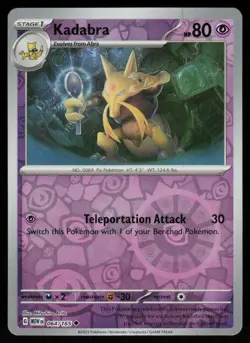 Kadabra 064/165 Uncommon 151 Pokemon Reverse Holo Near Mint - Image 1