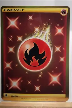 Pokemon TCG Fire Energy Fusion Strike 284/264 Secret Rare Holo Gold NM - Image 1
