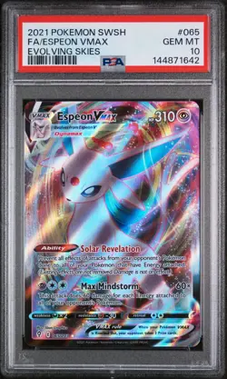 2021 POKEMON SWORD & SHIELD EVOLVING SKIES #065 FULL ART/ESPEON VMAX PSA 10 - Image 1