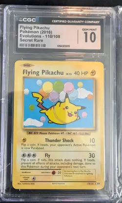 Pokemon Evoltuions Flying Pikachu Secret Rare 110/108 Graded CGC 10 - Image 1