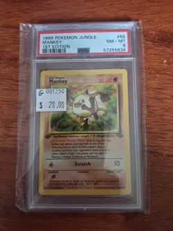 1999 Pokemon Jungle Mankey 1st Edition #55 PSA 8 NM MT G001250 - Image 1