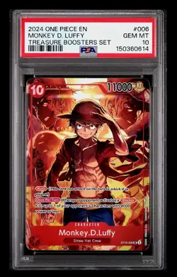 2024 One Piece English Monkey D. Luffy #006 Treasure Booster PSA 10 GEM MINT - Image 1
