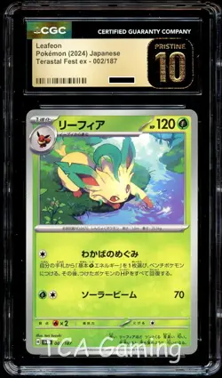 CGC 10 PRISTINE Leafeon 002/187 Terastal Festival SV8a Japanese Pokemon Card - Image 1