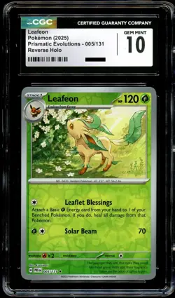 CGC 10 GEM MINT Leafeon 005/131 REVERSE HOLO Prismatic Evolutions Pokemon Card - Image 2