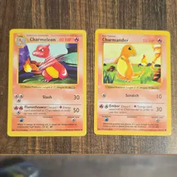 Pokemon TCG Base Set Shadowless Vintage 2-Card Lot - Charmeleon Charmander - Image 1