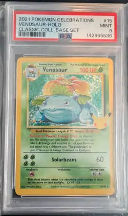 Pokemon Celebrations Venusaur Classic Collection Holo Card 15/102 Graded PSA 9 - Image 1