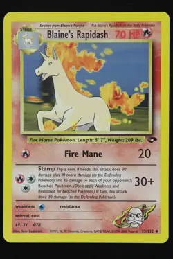 Blaine's Rapidash - 33 - Gym Challenge - Pokemon Card - Lightly Played - Image 1