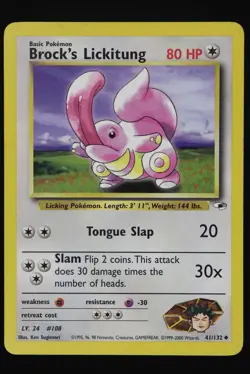 Brock's Lickitung - 41 - Gym Heroes - Pokemon Card - Lightly Played - Image 1