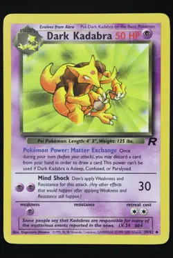Dark Kadabra - 39 - Team Rocket - Pokemon Card - Near Mint - Image 1