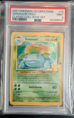 Pokemon Celebrations Venusaur Classic Collection Holo Card 15/102 Graded PSA 9 - Image 1