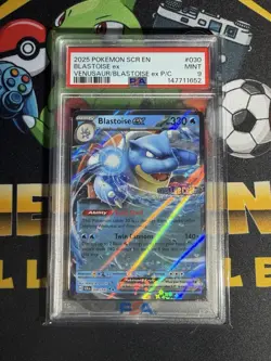 Blastoise ex 030 Pokemon Stellar Crown Stamped PSA 9 MINT Card - Image 1