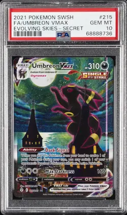 2021 POKEMON SWORD & SHIELD EVOLVING SKIES SECRET FULL ART/UMBREON VMAX PSA 10 - Image 1